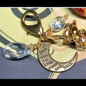 🤑Purse bling keychain “love you to the moon and back” charm